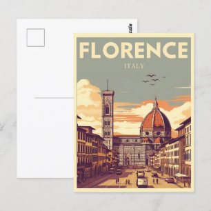 Retro Florence, förstena italiens resecheckar Vykort