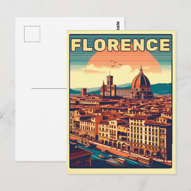Retro Florens, firenze italien resor presenter Vykort (Fram/baksida)