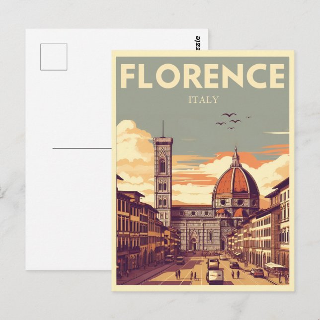 Retro Florens, firenze italien resor presenter Vykort (Fram/baksida)