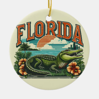 Retro Florida Alligator Julgransprydnad Keramik