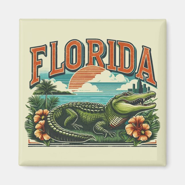 Retro Florida Alligator Magnet (Framsidan)