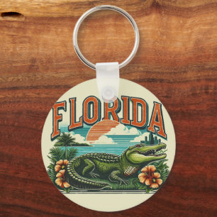 Retro Florida Alligator Nyckelring