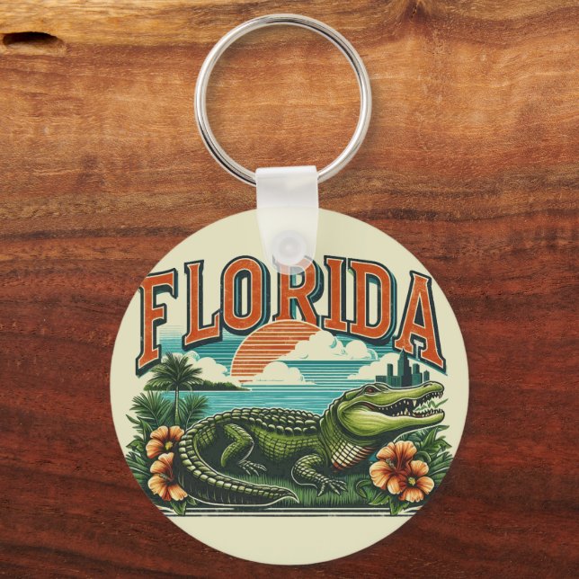 Retro Florida Alligator Nyckelring (Framsida)
