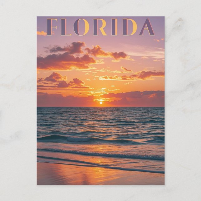 Retro Florida Beach Sunset: Coastal Dreams & Vinta Vykort (Framsida)