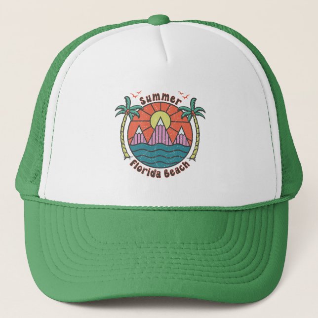 Retro Florida Beach Sunset Keps (Framsida)