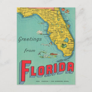 Retro Florida Kart Postkort Vykort