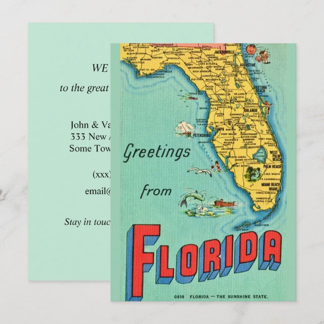 Retro Florida-karta Rörlig Annonsering (Fram/baksida)