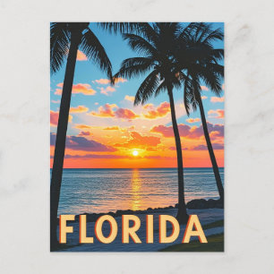 Retro Florida-kustområdet: Handflatan Träd & Golde Vykort