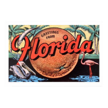 Retro Florida Orange Affisch Print