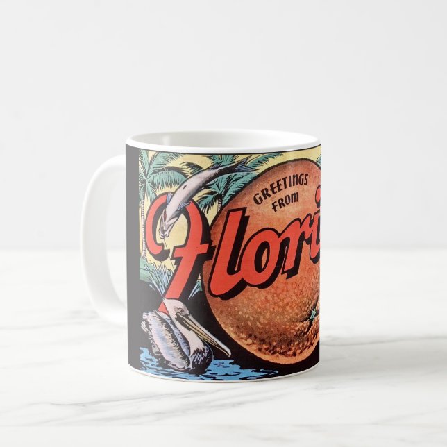 Retro Florida Orange Kaffemugg (Framsida vänster)