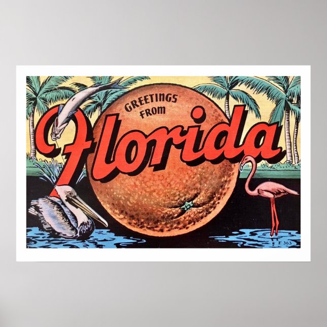 Retro Florida-Orangen Poster Skriv ut (Framsidan)