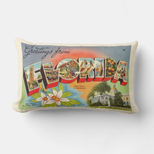 Retro Florida Postcard Hälsning Dekorativ kudde