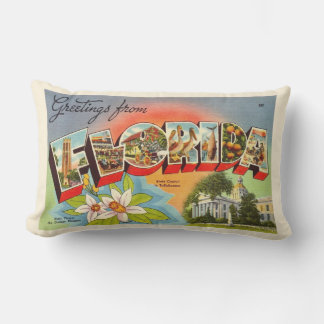 Retro Florida Postcard Hälsning Dekorativ kudde