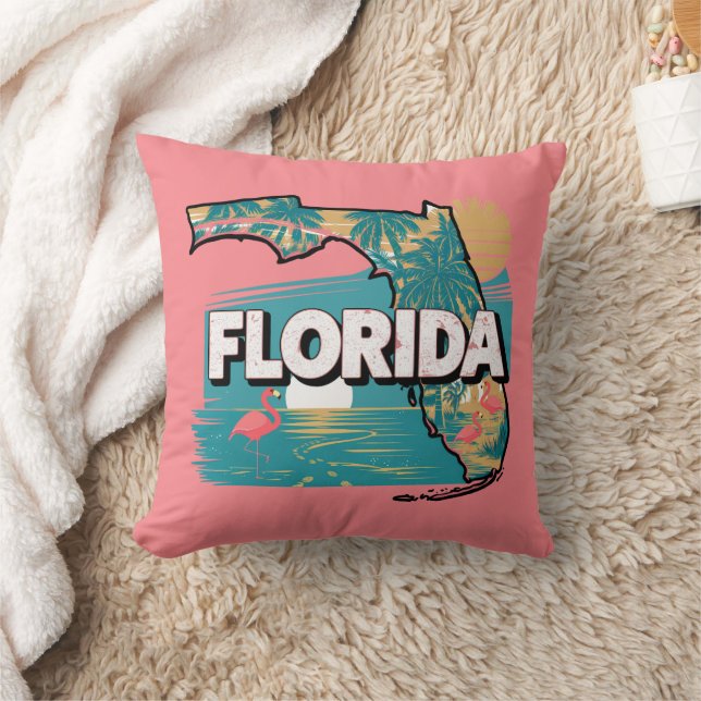Retro Florida Silhouette Kudde (Filt)