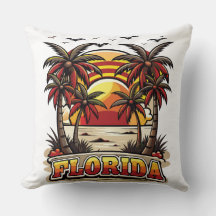 Retro Florida Sunset med Handflatan Träd