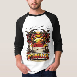 Retro Florida Sunset med Handflatan Träd T Shirt