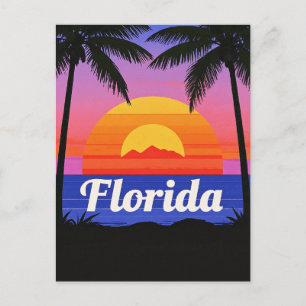 retro Florida Sunset Vibes: A Tropical Paradise Vykort