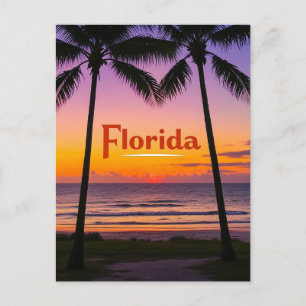 Retro Florida Twilight: Handflatan Silhouettes & C Vykort