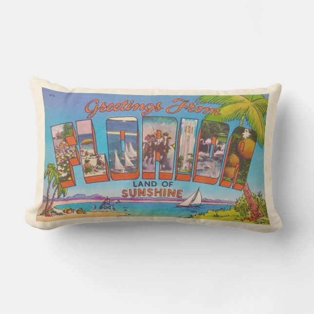 Retro Florida Välkomst Kuddvar Lumbarkudde (Framsida)