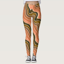 Retro Flow High Waist Leggings | Vågigt jordton