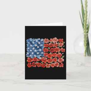 Retro Flower American Flagga USA Patriotic 4th of Kort