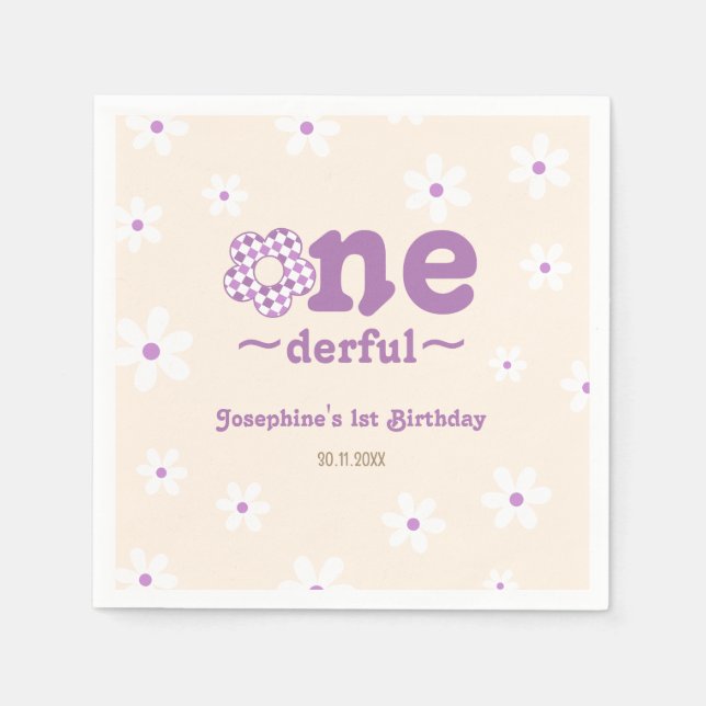 Retro Flower är inte första födelsedagen Pappersservett (Framsidan)