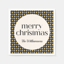 Retro Flower Black Guld Helgdag-Anpassningsbar Pappersservett