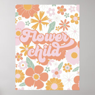 Retro Flower Child-blommigt Poster