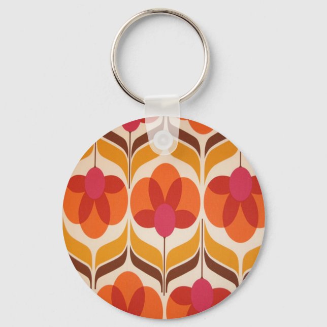 Retro Flower Design Nyckelring (Framsida)