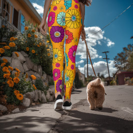 Retro Flower-effekt Leggings