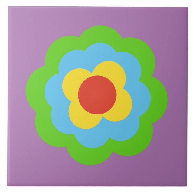 Retro Flower Flowers Blumen Muster 70er 70ies 70s Kakelplatta (Framsidan)
