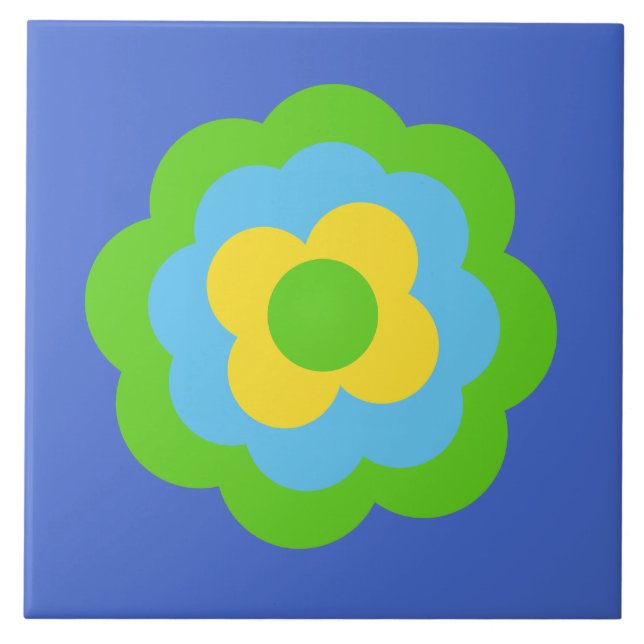 Retro Flower Flowers Blumen Muster 70er 70ies 70s Kakelplatta (Framsidan)