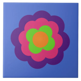 Retro Flower Flowers Blumen Muster 70er 70ies 70s Kakelplatta
