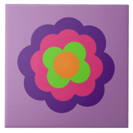 Retro Flower Flowers Blumen Muster 70er 70ies 70s Kakelplatta