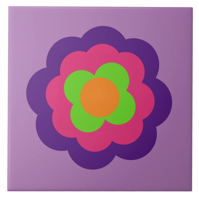 Retro Flower Flowers Blumen Muster 70er 70ies 70s Kakelplatta (Framsidan)