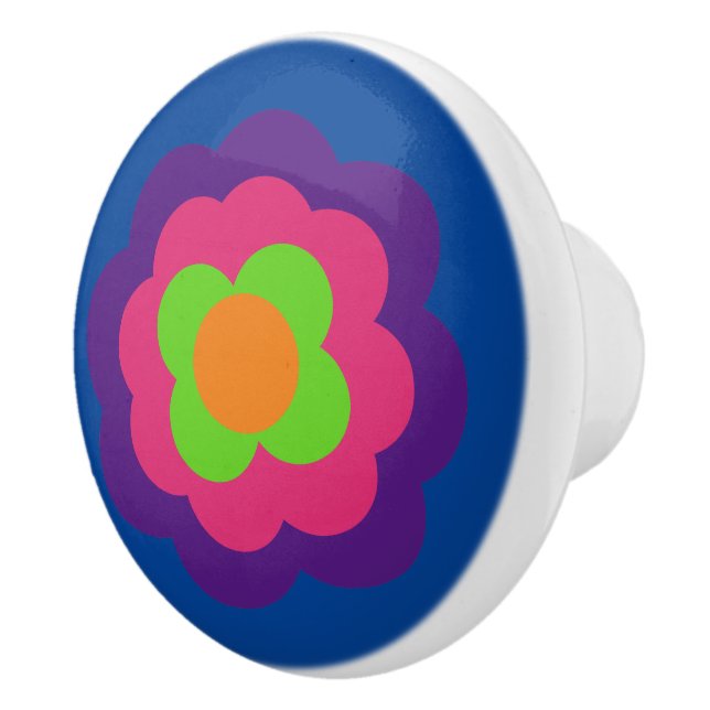 Retro Flower Flowers Blumen Muster 70er 70ies 70s Knopp (Höger)