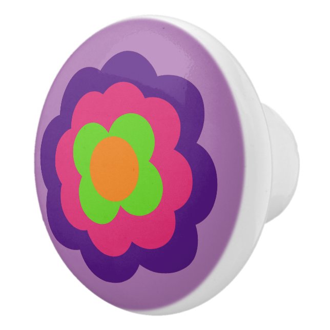 Retro Flower Flowers Blumen Muster 70er 70ies 70s Knopp (Höger)