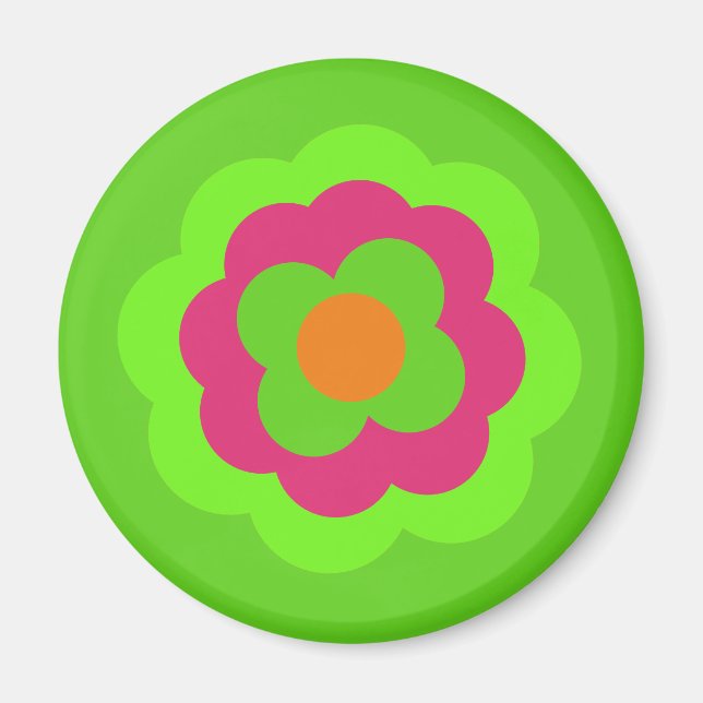 Retro Flower Flowers Blumen Muster 70er 70s Magnet (Framsidan)