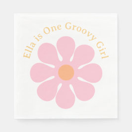 Retro Flower Groovy Hippie 60-årsjubileum Pappersservett