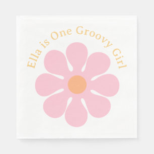 Retro Flower Groovy Hippie 60-årsjubileum Pappersservett