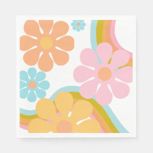 Retro Flower Groovy Hippie 60-årsjubileum Pappersservett