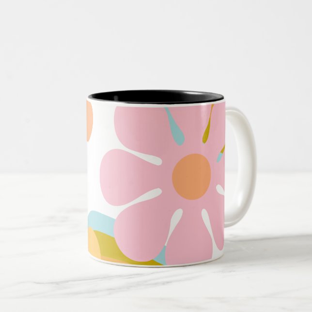 Retro Flower Groovy Hippie 60 s 70 Två-Tonad Mugg (Framsida höger)