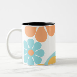 Retro Flower Groovy Hippie 60 s 70 Två-Tonad Mugg