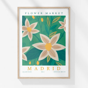 Retro Flower Market Madrid Colorful Blommigt Poster