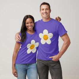 Retro Flower med leende Ansikte T Shirt