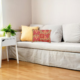 Retro Flower Monogram-dekorfärg Prydnadskudde