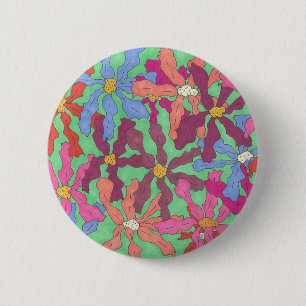 Retro Flower Mönster Boho Design Knapp