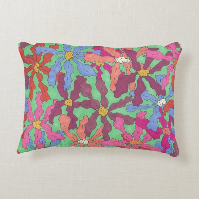 Retro Flower Mönster Boho Design Prydnadskudde (Baksidan)