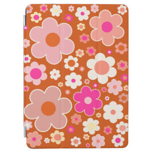 Retro Flower Mönster i Orange Peach Rosa Blommigt iPad Air Skydd