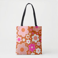 Retro Flower Mönster i Orange Peach Rosa Blommigt